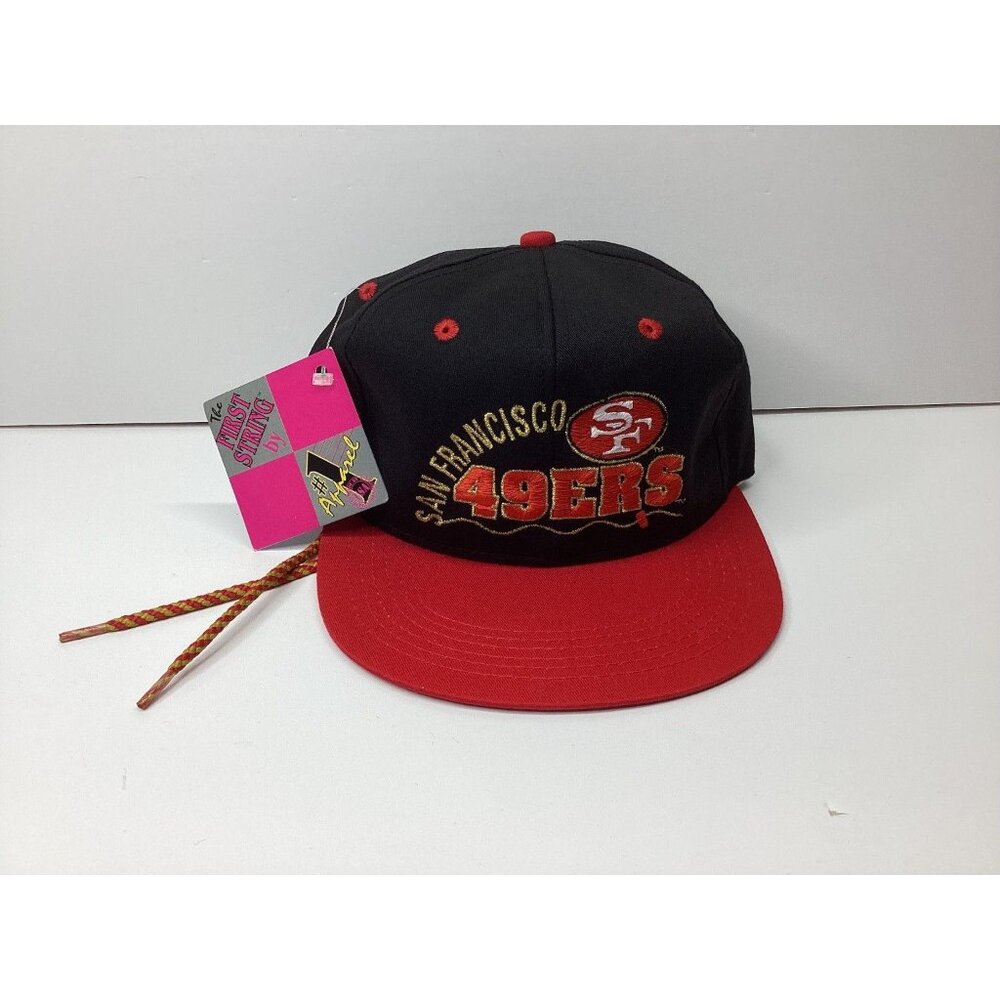 San Francisco 49ers Hat #1 Apparel Men's Vintage 90s Drawstring Red Black